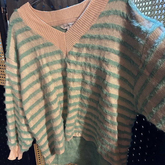 Dressed in LaLa mint striped fringe sweater - Picture 2 of 7